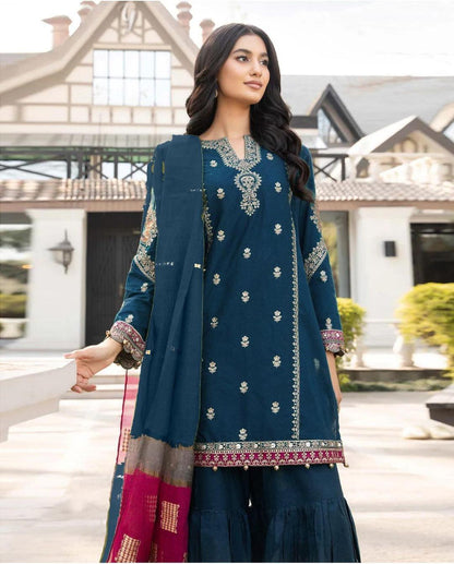 Maria B 3 Pcs Women's Unstitched Embroidered Suit