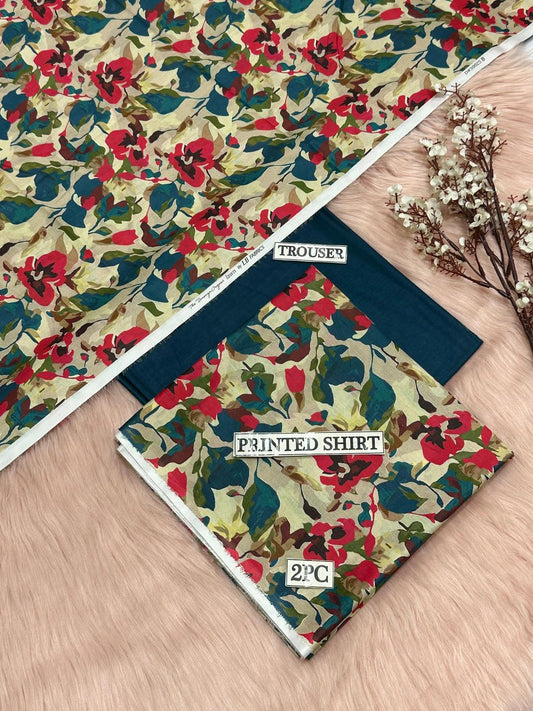 2 Pcs Women's Unstitched Digital Print Suit