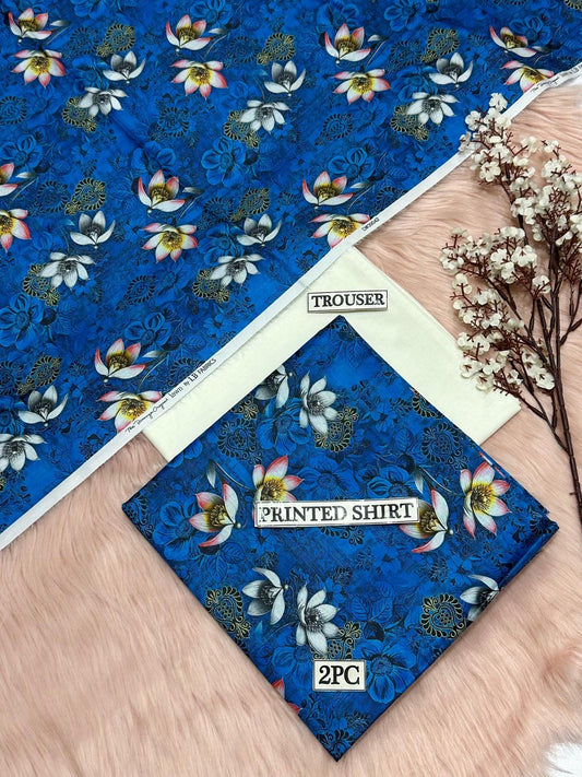 2 Pcs Women's Unstitched Digital Print Suit