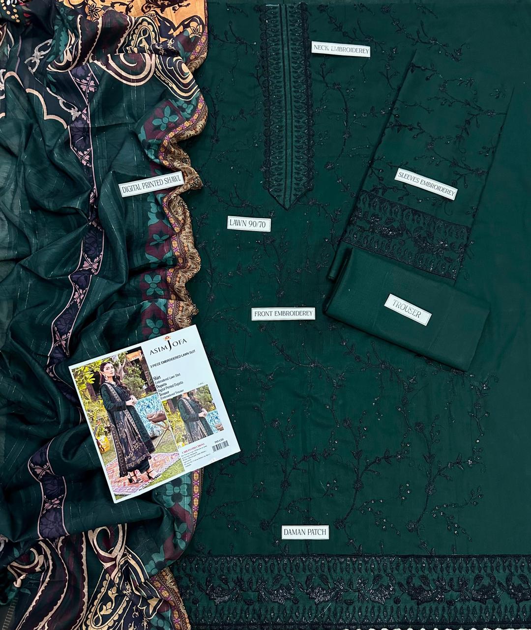 Asim Jofa 3 Pcs Lawn Embroidered Suit