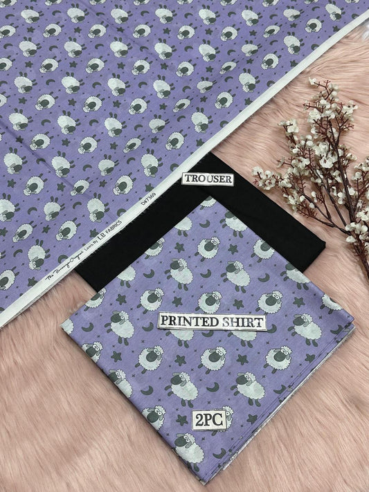 2 Pcs Women's Unstitched Digital Print Suit