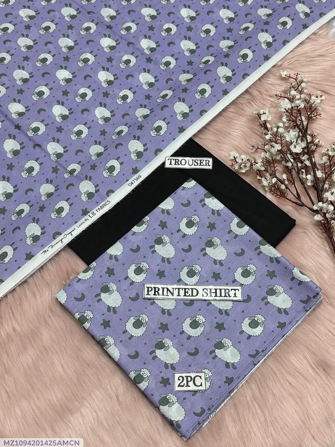 2 Pcs Women's Unstitched Digital Print Suit