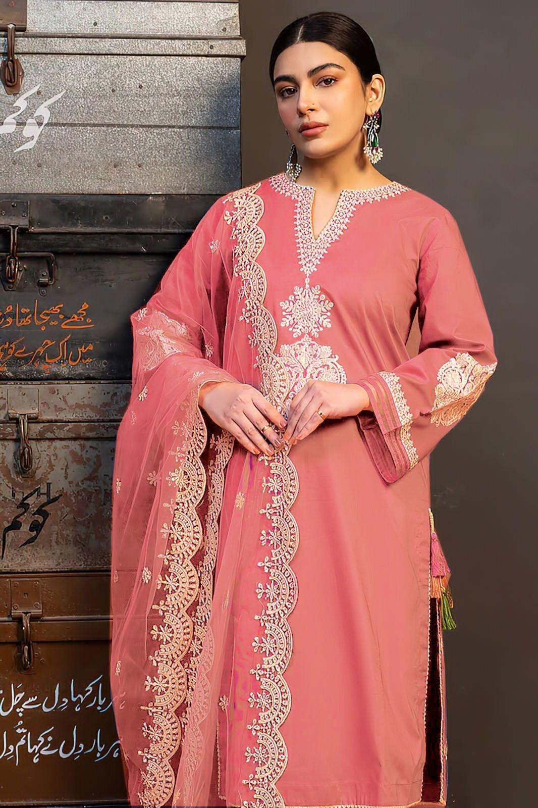 3 Pcs Women's Unstitched Embroidered Suit