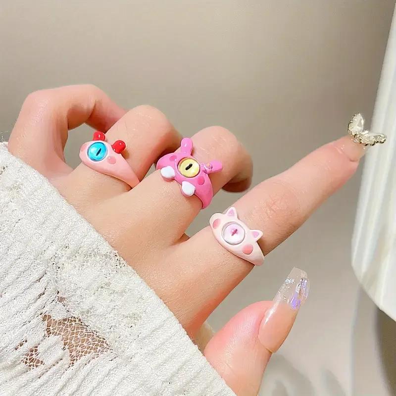 4 Pcs Antique Plated Multicolored Charm Adjustable Rings Set for Women