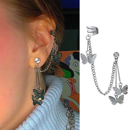 Pair Of Silver-Plated Butterfly Design Ear Clip Earrings