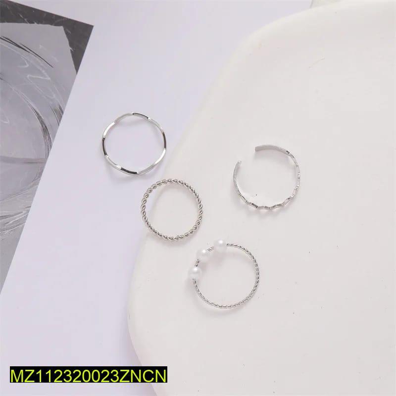 Style Pearl Thin Pack Of 5 Rings Set