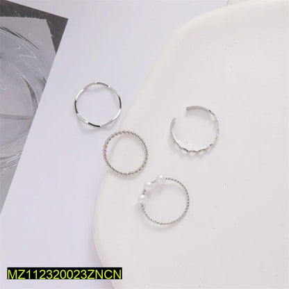 Style Pearl Thin Pack Of 5 Rings Set