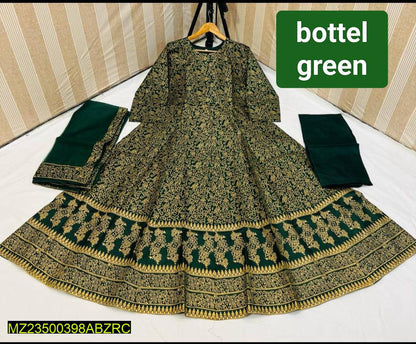 3 Pcs Women's Stitched Katan Silk Printed Maxi