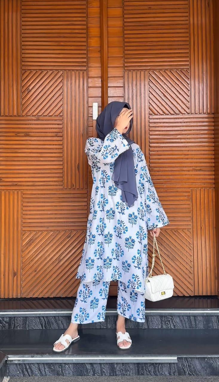 2 Pcs Women's Stitched Linen Printed Shirt And Trouser