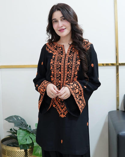 2 Pcs Women's Stitched Embroidered Shirt And Trouser