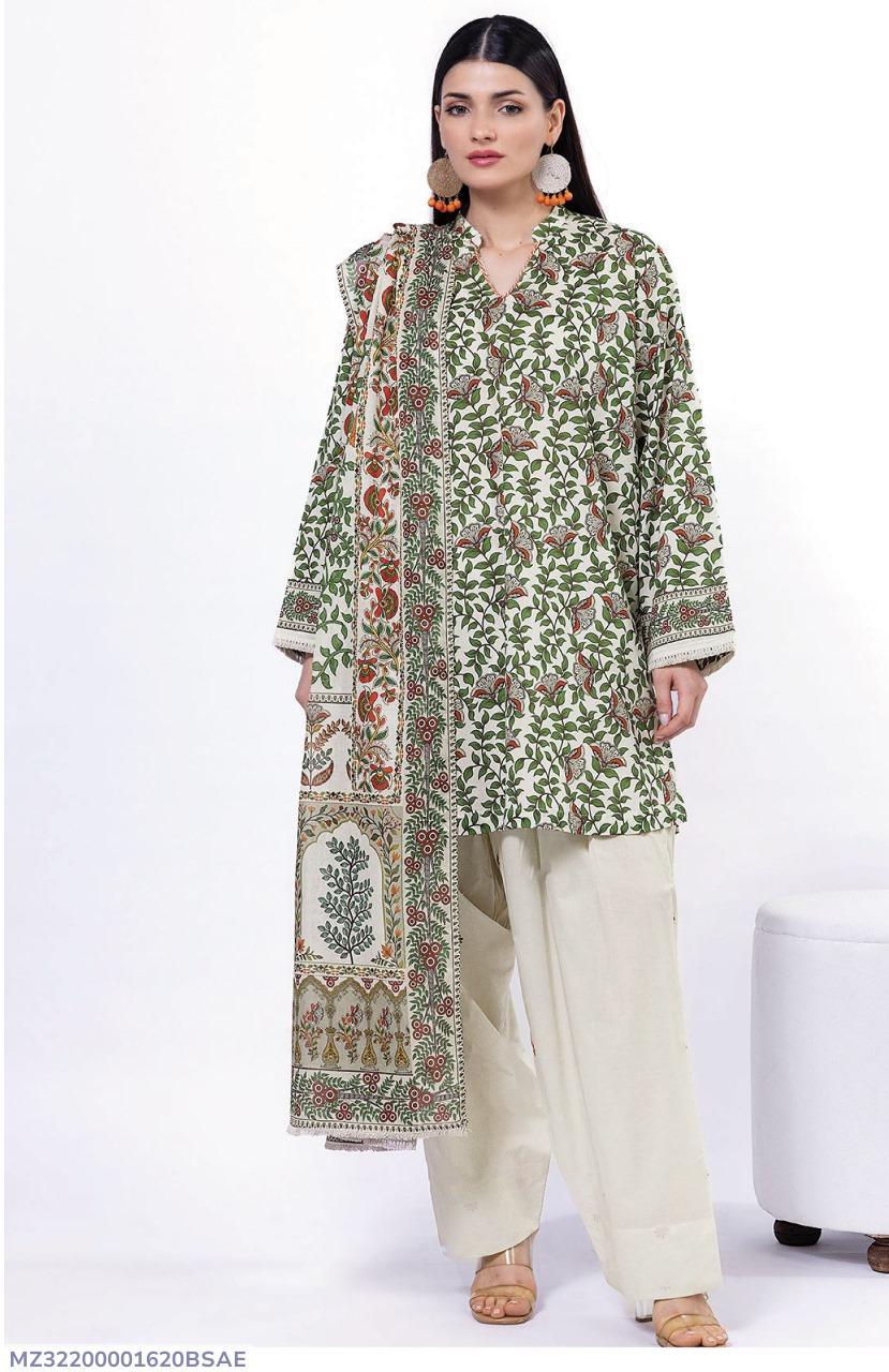 3 Pcs Women's Unstitched Printed Suit