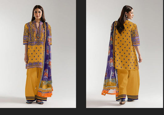 3 Pcs Women's Unstitched Printed Suit