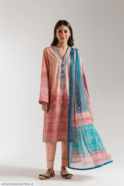3 Pcs Women's Unstitched Printed Suit