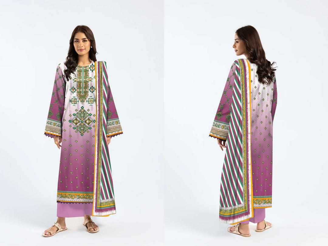 3 Pcs Women's Unstitched Printed Suit