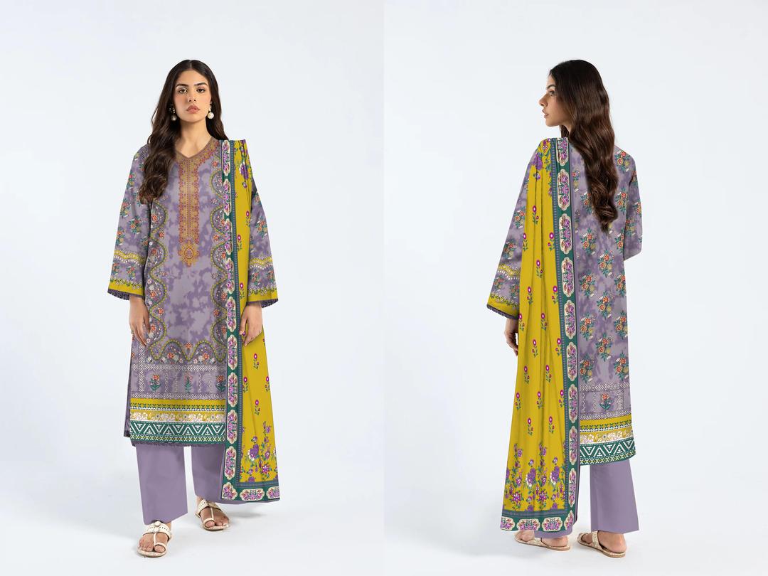 3 Pcs Women's Unstitched Printed Suit