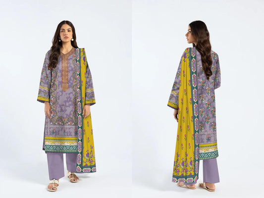 3 Pcs Women's Unstitched Printed Suit