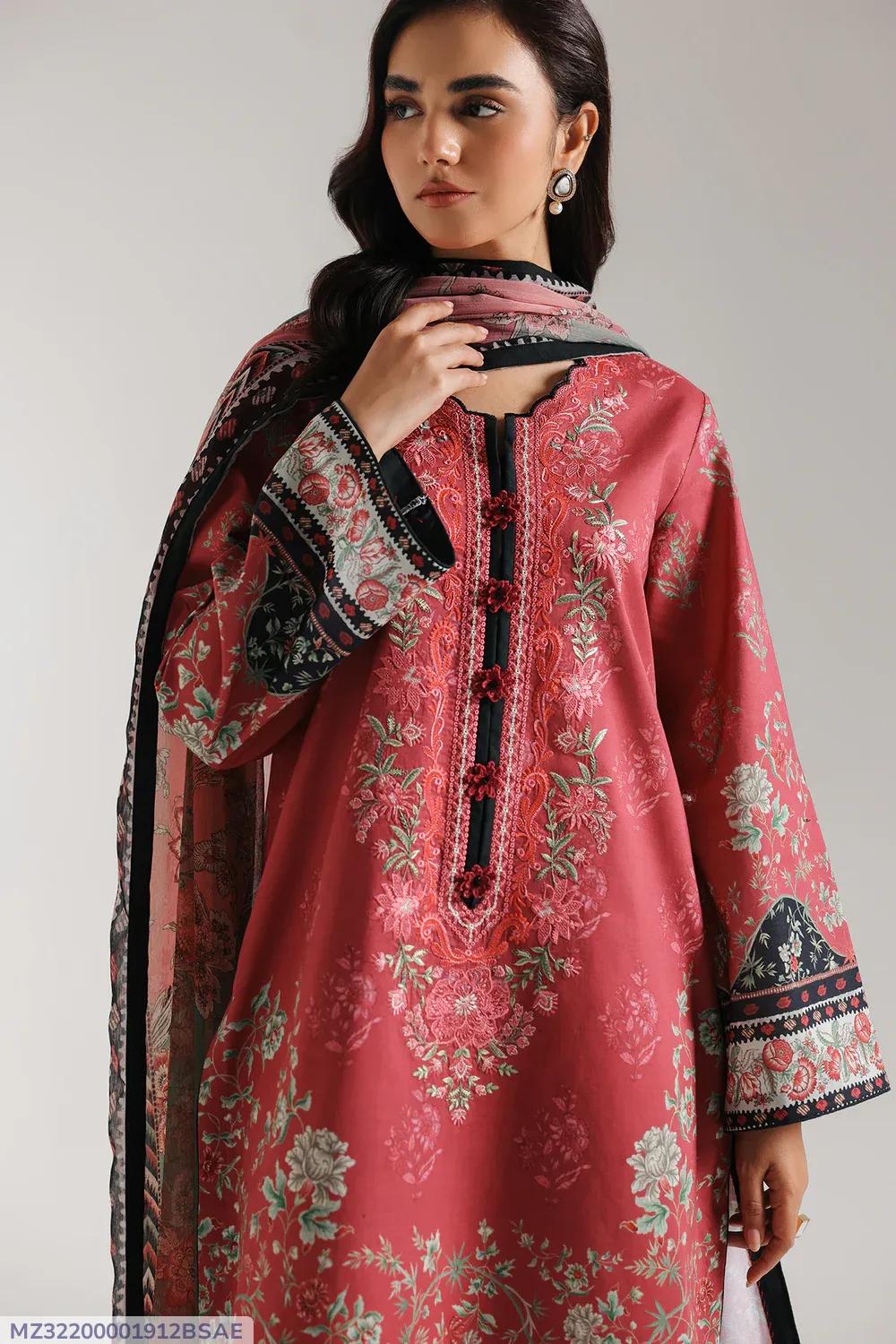 3 Pcs Women's Unstitched Printed Suit