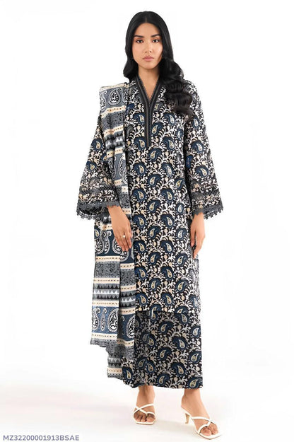 3 Pcs Women's Unstitched Printed Suit