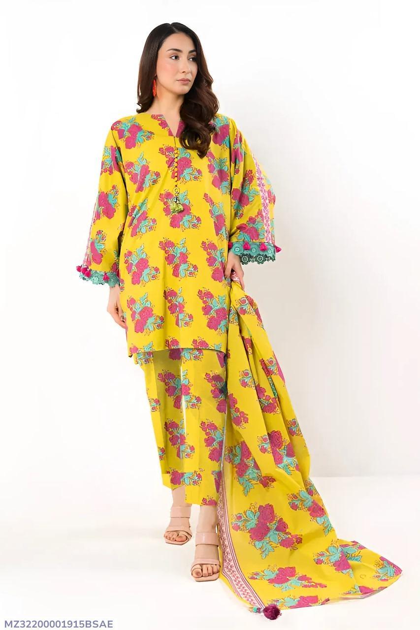 3 Pcs Women's Unstitched Printed Suit