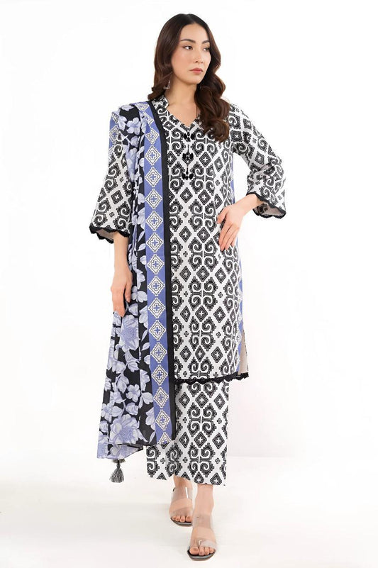 3 Pcs Women's Unstitched Printed Suit