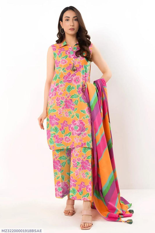 3 Pcs Women's Unstitched Printed Suit