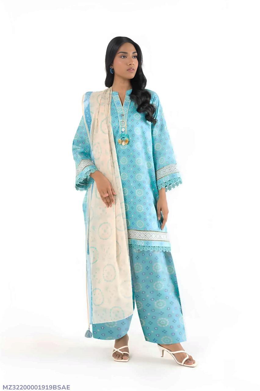3 Pcs Women's Unstitched Printed Suit
