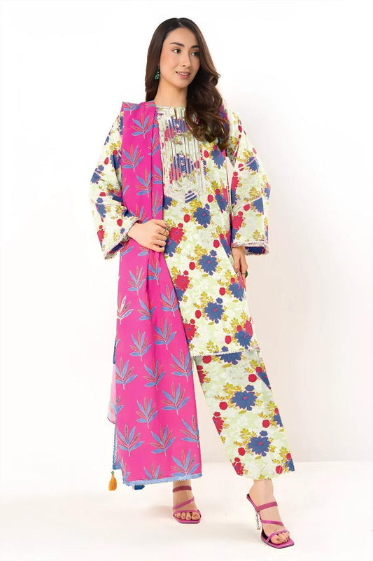 3 Pcs Women's Unstitched Printed Suit