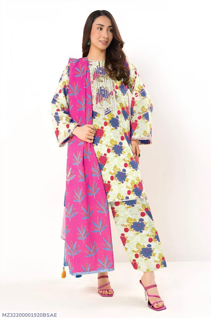 3 Pcs Women's Unstitched Printed Suit