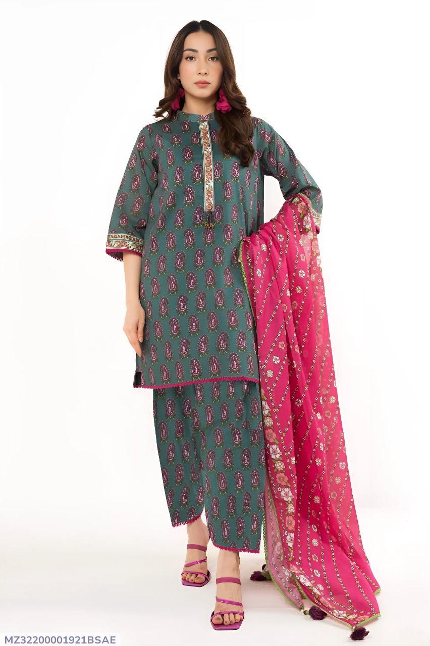 3 Pcs Women's Unstitched Printed Suit