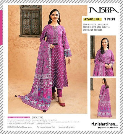 3 Pcs Women's Unstitched Lawn Printed Suit