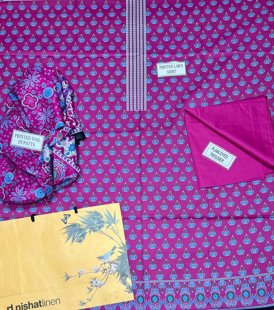 3 Pcs Women's Unstitched Lawn Printed Suit