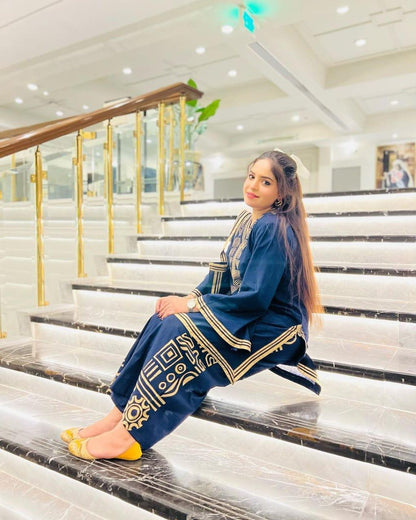 Stylish Embroidered Shirt And Trouser With Bag - 3 Pcs