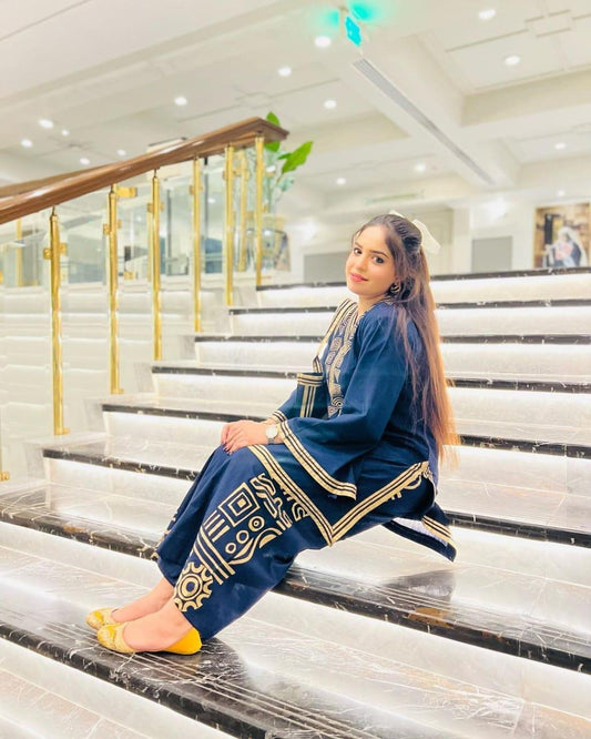 Stylish Embroidered Shirt And Trouser With Bag - 3 Pcs