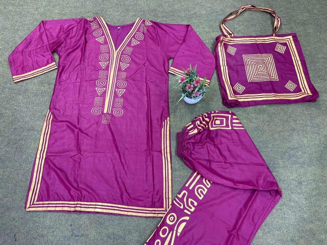 Stylish Embroidered Shirt And Trouser With Bag - 3 Pcs