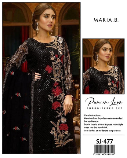 Maria B 3 Pcs Unstitched Sequins Embroidered Suit