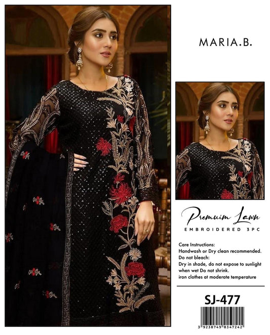 Maria B 3 Pcs Unstitched Sequins Embroidered Suit