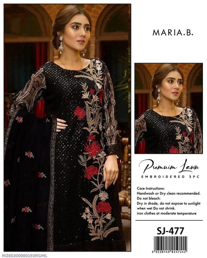 Maria B 3 Pcs Unstitched Sequins Embroidered Suit