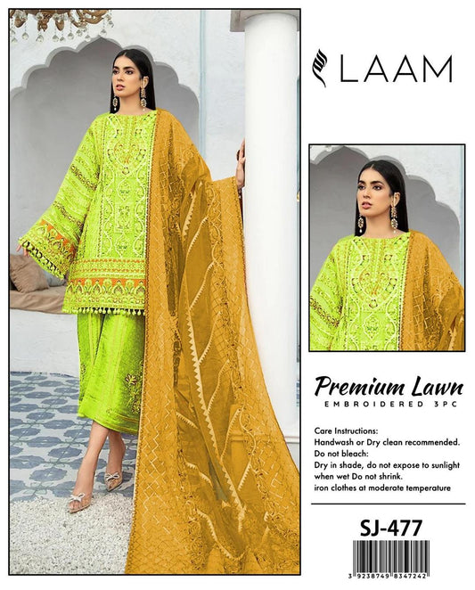 3 Pcs Women's Unstitched Sequins Embroidered Suit