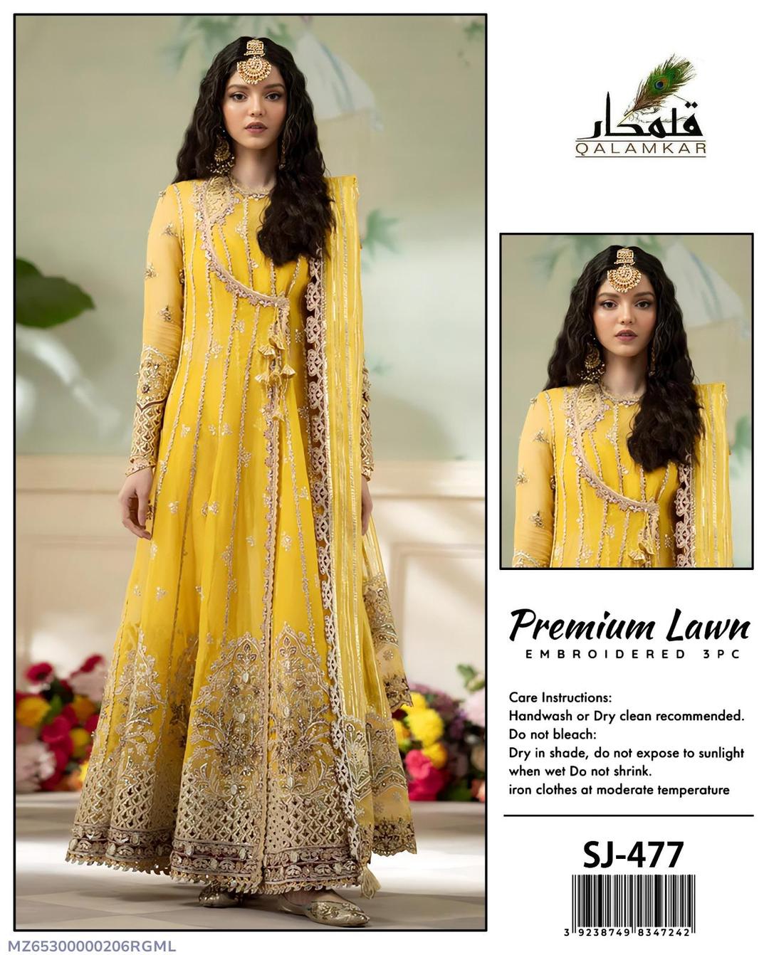 3 Pcs Women's Unstitched Sequins Embroidered Suit