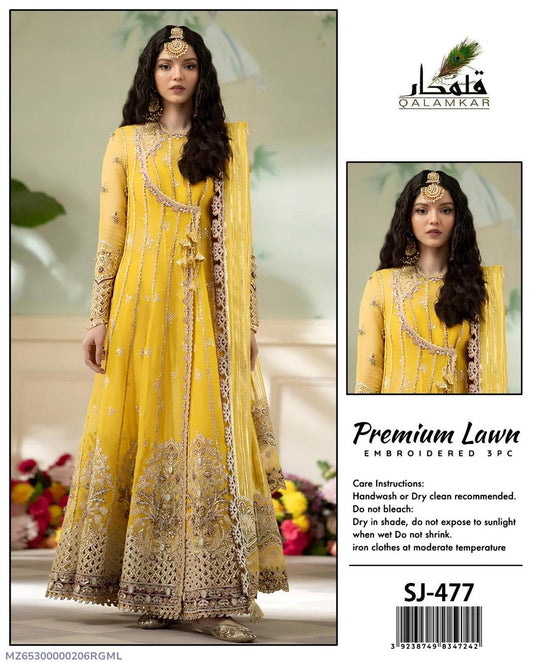 3 Pcs Women's Unstitched Sequins Embroidered Suit