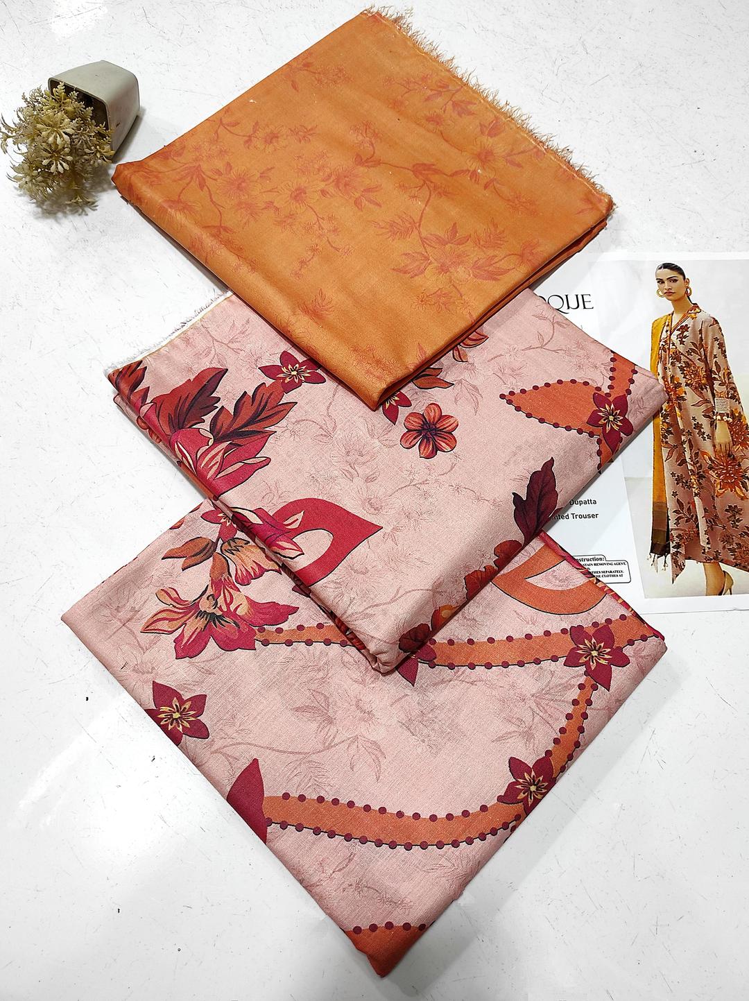 3 Pcs Women's Unstitched Digital Print Suit