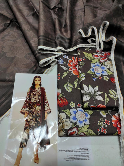 3 Pcs Women's Unstitched Digital Print Suit