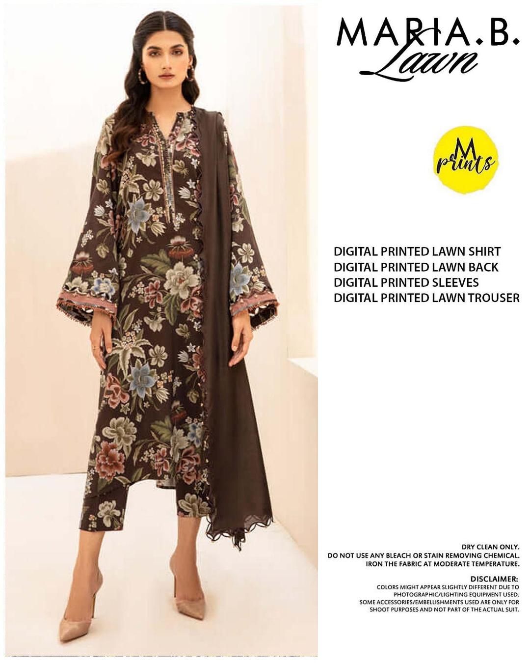 3 Pcs Women's Unstitched Digital Print Suit