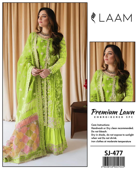 3 Pcs Women's Unstitched Embroidered Suit