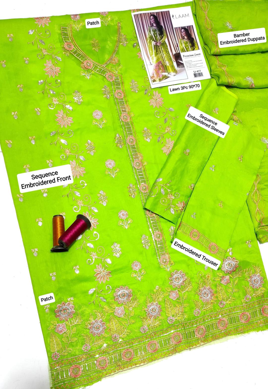 3 Pcs Women's Unstitched Embroidered Suit