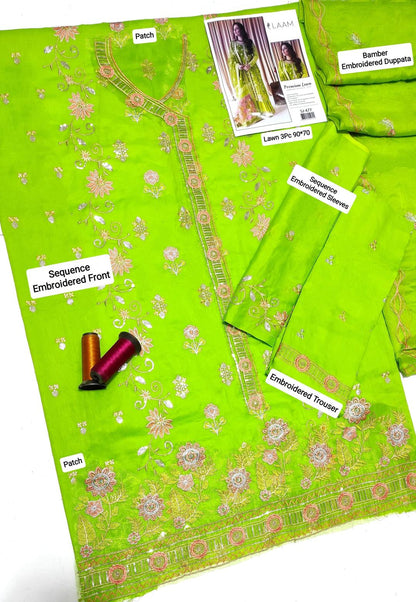 3 Pcs Women's Unstitched Embroidered Suit