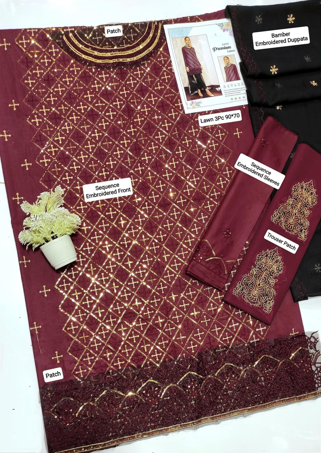 3 Pcs Women's Unstitched Embroidered Suit