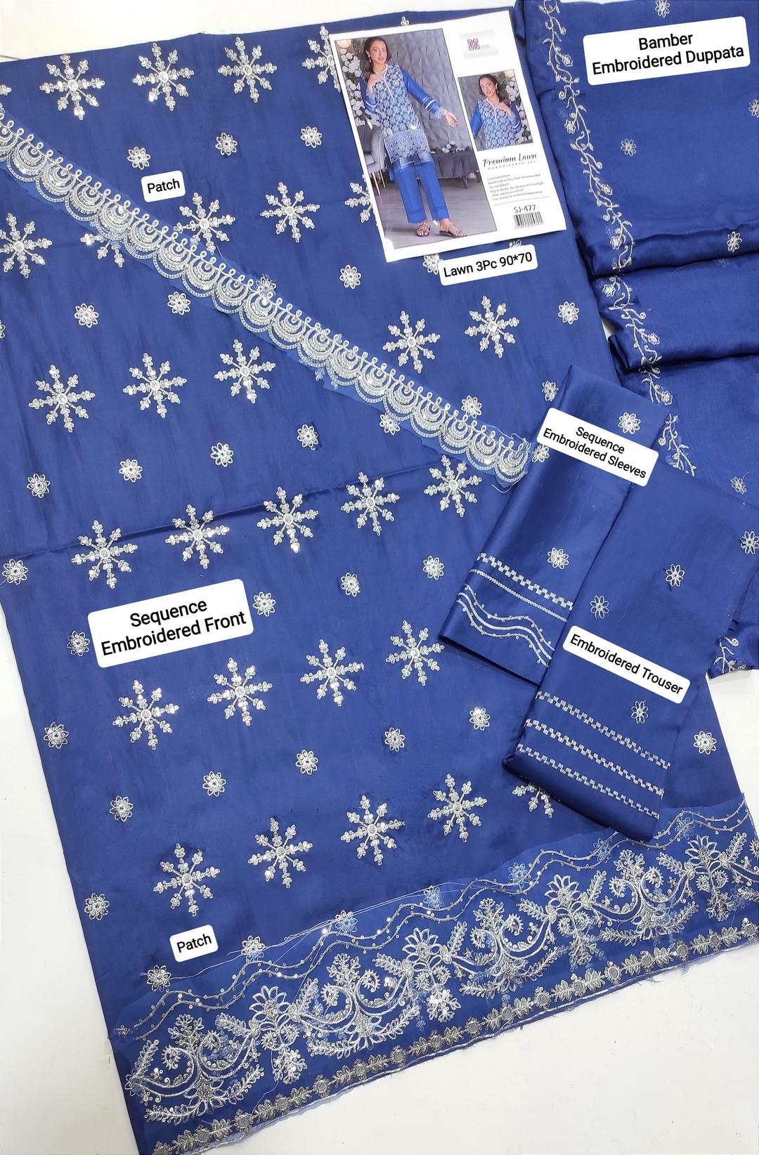 3 Pcs Women's Unstitched Embroidered Suit
