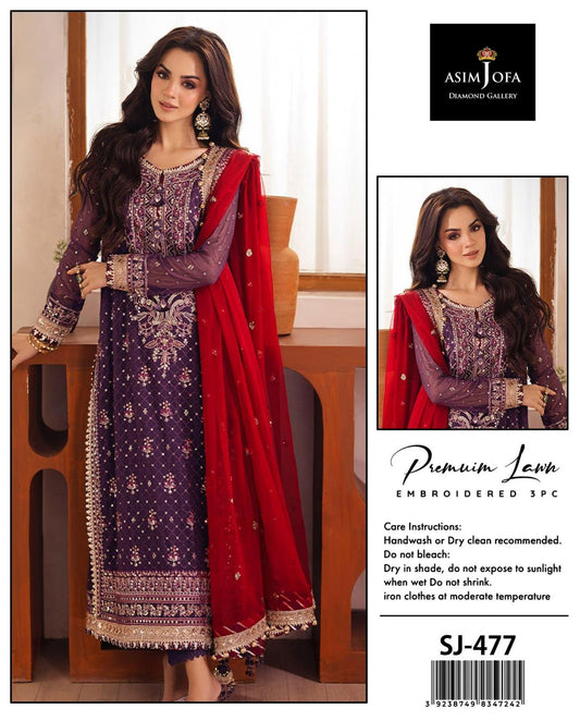 Asim Jofa 3 Pcs Lawn Embroidered Suit
