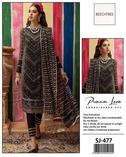 3 Pcs Women's Unstitched Embroidered Suit